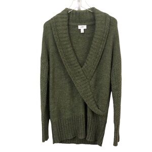 Loft | Alpaca Wool Blend Faux Wrap V-Neck Green Sweater XXL